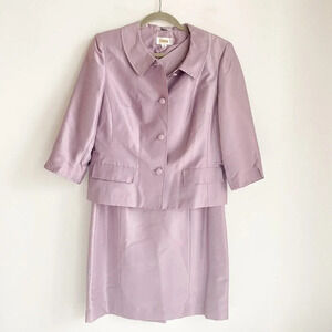Talbots Pure Silk 2  Piece Sheath Dress + Blazer Set Lilac Purple 10